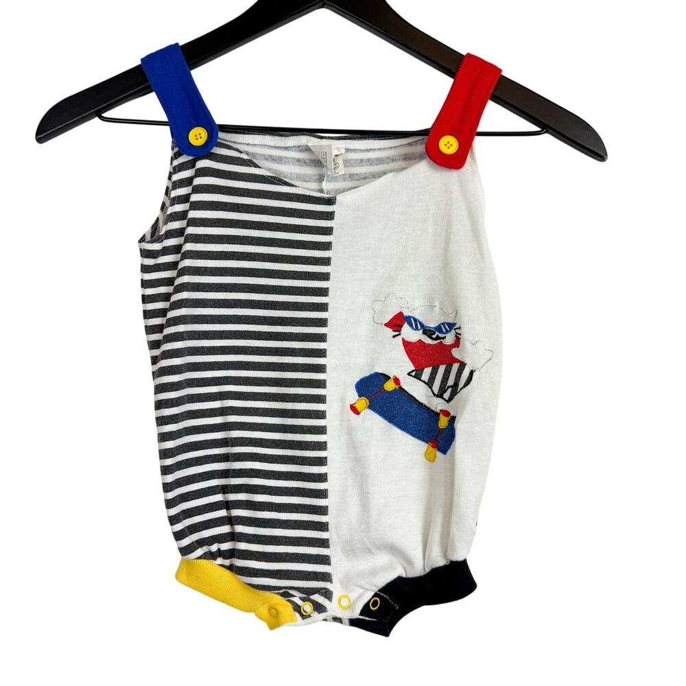 Little by Little Vintage 90s Romper Skateboard Stripe Tank - 9-12 12 Mos